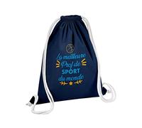 Fabulous Sac de Gym en Coton Bleu La Meilleure Prof de Sport du Monde Basket Ballon Equipe 12 Litres