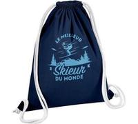Fabulous Sac de Gym en Coton Bleu Le Meilleur Skieur du Monde 12 Litres Bleu G
