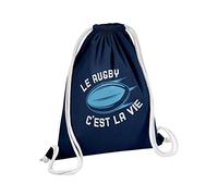 Fabulous Sac de Gym en Coton Bleu Le Rugby c'est la vie Sport XV Ballon Stade France 12 Litres
