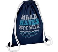 Fabulous Sac de Gym en Coton Bleu Make Waves Not War 12 Litres Bleu G