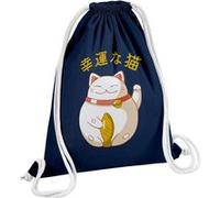 Fabulous Sac de Gym en Coton Bleu Maneki Neko Chat 12 Litres Bleu G