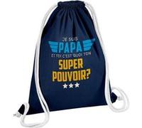 Fabulous Sac de Gym en Coton Bleu Papa Super Pouvoir 12 Litres Bleu G