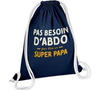 Fabulous Sac de Gym en Coton Bleu Pas besoin d'Abdo - Super Papa 12 Litres Bleu G
