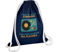 Fabulous Sac de Gym en Coton Bleu Platine Vinyle - L'argent ne Fait Pas le Bonheur 12 Litres Bleu G