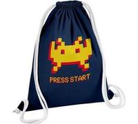 Fabulous Sac de Gym en Coton Bleu Press Start Space Invaders 12 Litres Bleu G