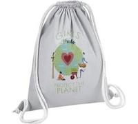 Fabulous Sac de Gym en Coton Gris Girls Protect The Planet 12 Litres Gris G