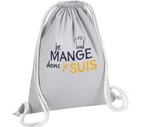 Fabulous Sac de Gym en Coton Gris Je Mange donc je Suis 12 Litres Gris G