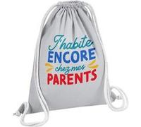 Fabulous Sac de Gym en Coton Gris J'habite Encore Chez Mes Parents 12 Litres Gris G