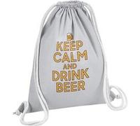 Fabulous Sac de Gym en Coton Gris Keep Calm and Drink Beer 12 Litres Gris G