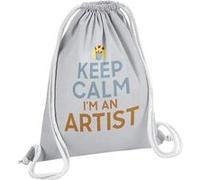 Fabulous Sac de Gym en Coton Gris Keep Calm I'm an Artist 12 Litres Gris G