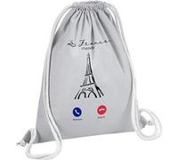 Fabulous Sac de Gym en Coton Gris La France M'Appelle Tour Eiffel 12 Litres Gris G