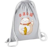 Fabulous Sac de Gym en Coton Gris Maneki Neko Chat 12 Litres Gris G