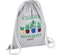 Fabulous Sac de Gym en Coton Gris Mes Plantes - L'argent ne Fait Pas le Bonheur 12 Litres Gris G