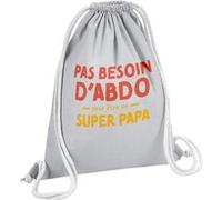 Fabulous Sac de Gym en Coton Gris Pas besoin d'Abdo - Super Papa 12 Litres Gris G