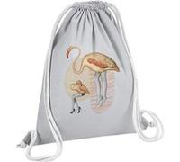 Fabulous Sac de Gym en Coton Gris Pin up Flamand Rose 12 Litres Gris G