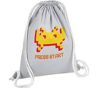 Fabulous Sac de Gym en Coton Gris Press Start Space Invaders 12 Litres Gris G
