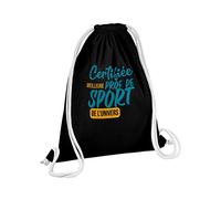 Fabulous Sac de Gym en Coton Noir Certifiée meilleure Prof de Sport de l'univers 12 Litres