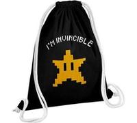 Fabulous Sac de Gym en Coton Noir Etoile Mario Invincible 12 Litres Noir G