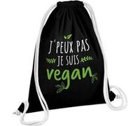 Fabulous Sac de Gym en Coton Noir J'peux pas je suis Vegan 12 Litres Noir G