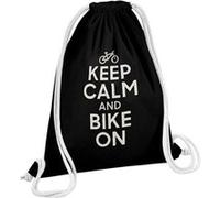 Fabulous Sac de Gym en Coton Noir Keep Calm and Bike On 12 Litres Noir G