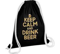 Fabulous Sac de Gym en Coton Noir Keep Calm and Drink Beer 12 Litres Noir G