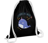 Fabulous Sac de Gym en Coton Noir Licorne des Mers 12 Litres Noir G