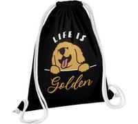 Fabulous Sac de Gym en Coton Noir Life is Golden 12 Litres Noir G