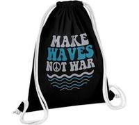 Fabulous Sac de Gym en Coton Noir Make Waves Not War 12 Litres Noir G