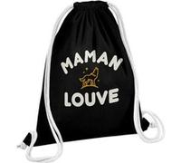 Fabulous Sac de Gym en Coton Noir Maman Famille Louve 12 Litres Noir G