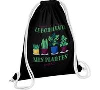 Fabulous Sac de Gym en Coton Noir Mes Plantes - L'argent ne Fait Pas le Bonheur 12 Litres Noir G