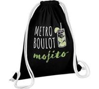Fabulous Sac de Gym en Coton Noir Métro Boulot Mojito 12 Litres Noir G
