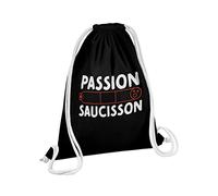 Fabulous Sac de Gym en Coton Noir Passion Saucisson Charcuterie France Apéro 12 Litres