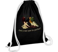 Fabulous Sac de Gym en Coton Noir Pigeons - C'est à moi que tu parles ? 12 Litres Noir G