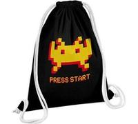 Fabulous Sac de Gym en Coton Noir Press Start Space Invaders 12 Litres Noir G