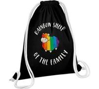 Fabulous Sac de Gym en Coton Noir Rainbow Sheep of the Family 12 Litres Noir G