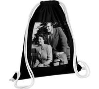 Fabulous Sac de Gym en Coton Noir Reine Elisabeth II et Prince Philip Vieille Photo 12 Litres Noir G