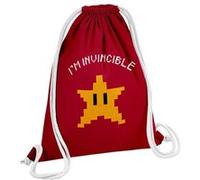 Fabulous Sac de Gym en Coton Rouge Etoile Mario Invincible 12 Litres Rouge G