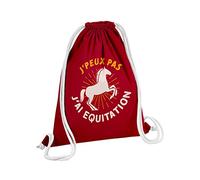Fabulous Sac de Gym en Coton Rouge J'Peux Pas J'ai Equitation Cheval Poney Dressage 12 Litres