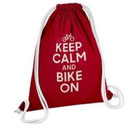 Fabulous Sac de Gym en Coton Rouge Keep Calm and Bike On 12 Litres Rouge G