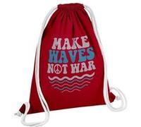 Fabulous Sac de Gym en Coton Rouge Make Waves Not War 12 Litres Rouge G