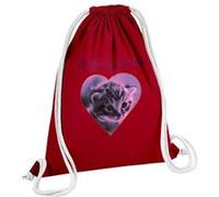 Fabulous Sac de Gym en Coton Rouge My Heart At Peace Chaton 12 Litres Rouge G