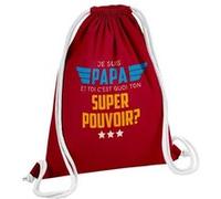 Fabulous Sac de Gym en Coton Rouge Papa Super Pouvoir 12 Litres Rouge G