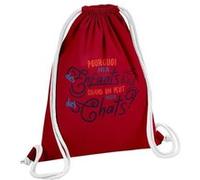 Fabulous Sac de Gym en Coton Rouge Pourquoi avoir des Enfants ? Chats 12 Litres Rouge G