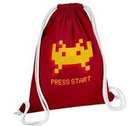 Fabulous Sac de Gym en Coton Rouge Press Start Space Invaders 12 Litres Rouge G