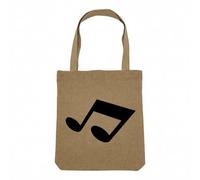 Fabulous Sac Shopping Tote Bag Aspect Lin - 2 Croches Musique Solfège Partition Minimaliste - Sac de Courses Toile Epaisse 360g Beige Naturel Cabas Porté Epaule Solide Imprimé en France