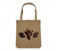 Fabulous Sac Shopping Tote Bag Aspect Lin - 3 Coquillages antiques Mer Biologie Illustration Ancienne - Sac de Courses Toile Epaisse 360g Beige Naturel Cabas Porté Epaule Solide Imprimé en France