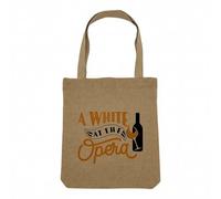 Fabulous Sac Shopping Tote Bag Aspect Lin - A White at the Opera Wine Humor Night - Sac de Courses Toile Epaisse 360g Beige Naturel Cabas Porté Epaule Solide Imprimé en France