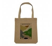 Fabulous Sac Shopping Tote Bag Aspect Lin - Alpe d'Huez Cyclisme Vélo France Montagne Tour - Sac de Courses Toile Epaisse 360g Beige Naturel Cabas Porté Epaule Solide Imprimé en France