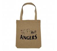 Fabulous Sac Shopping Tote Bag Aspect Lin - Angers Minimalist Ville France Patrimoine Château - Sac de Courses Toile Epaisse 360g Beige Naturel Cabas Porté Epaule Solide Imprimé en France