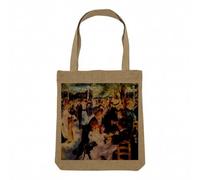 Fabulous Sac Shopping Tote Bag Aspect Lin - Auguste Renoir Bal du Moulin Impressionnisme Peinture Huile - Sac de Courses Toile Epaisse 360g Beige Naturel Cabas Porté Epaule Solide Imprimé en France